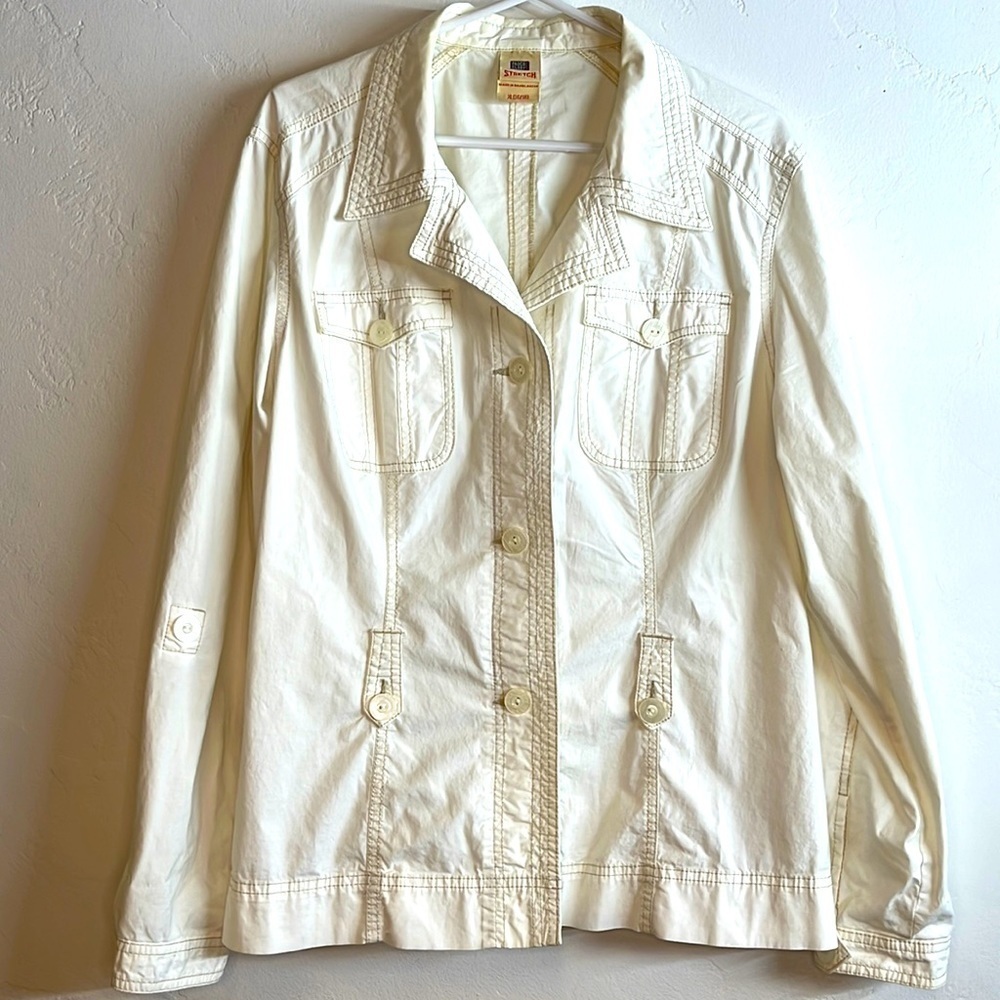 Faded Glory white cotton blend jacket size XL 16/18
